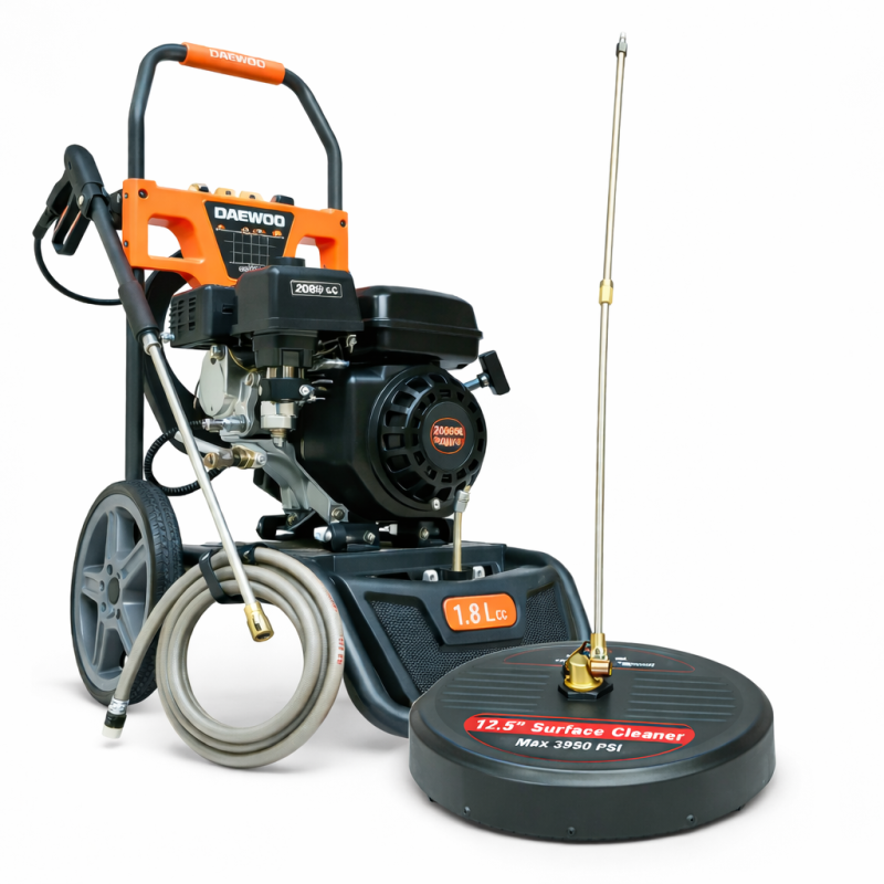 Daewoo Hochdruckreiniger mit 207 bar 7 PS Terrassenreingier + Flächenreiniger 16,5 Zoll
