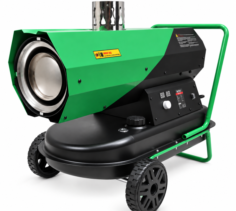ViMa24 VM-20DE Indirekte Heizkanone 20 kW Green Edition – Mobil mit Thermostat & Kaminanschluss