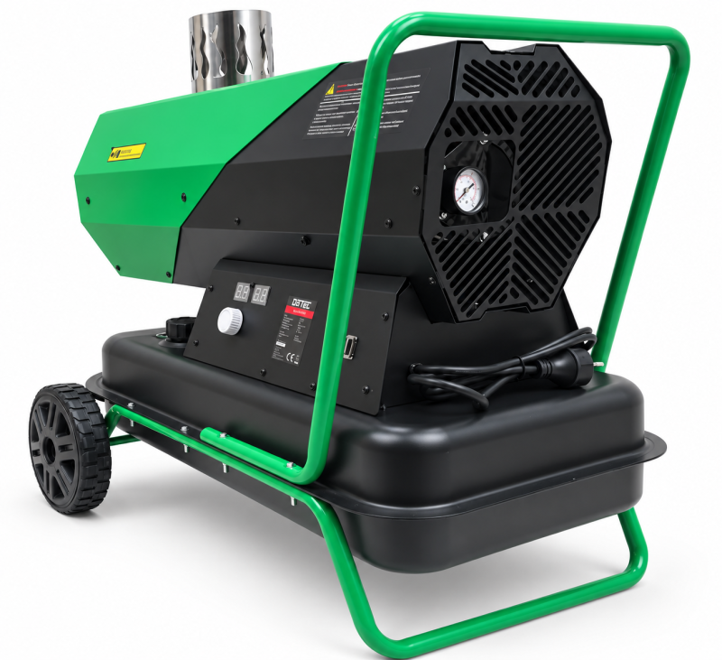ViMa24 VM-20DE Indirekte Heizkanone 20 kW Green Edition – Mobil mit Thermostat & Kaminanschluss