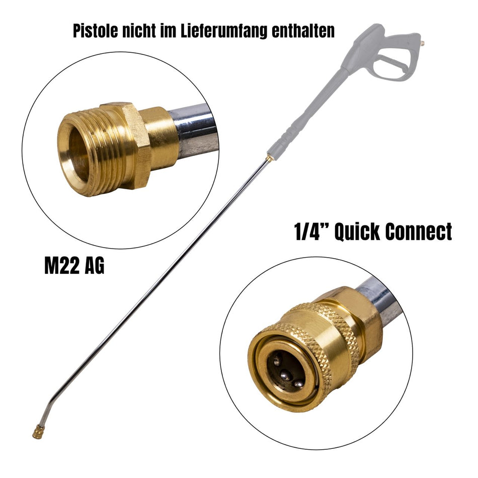 Hochdruckreiniger Lanzenrohr 100 cm | M22 AG und 1/4 Zoll Schnellkupplung